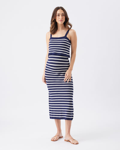 Umstands- und Stillkleid Pointelle navy/weiß