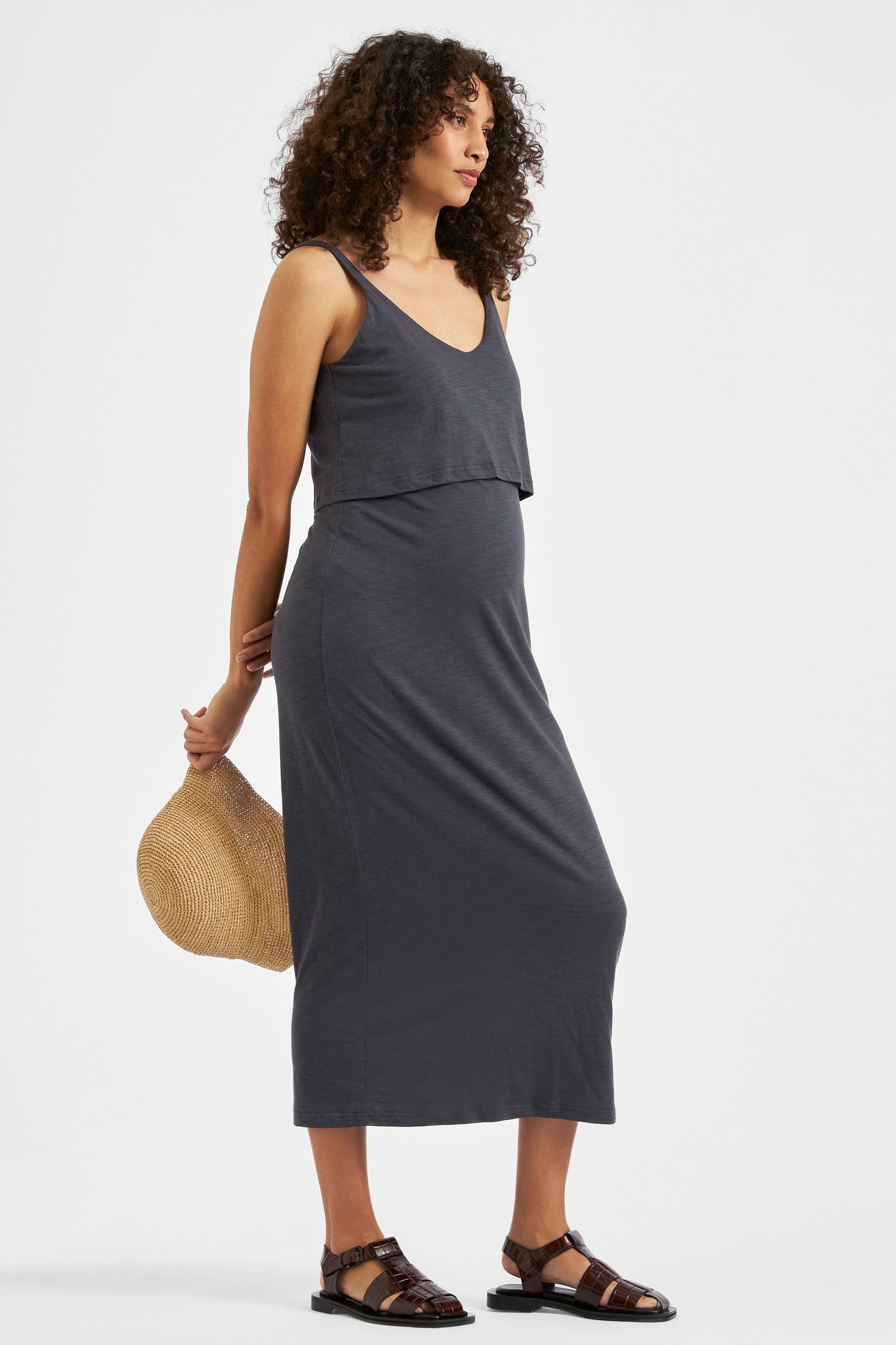 Layered Modal Umstands- und Still-Trägerkleid