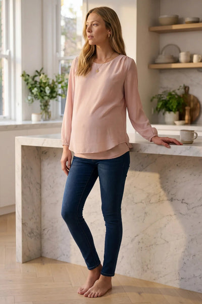 Layered Umstands- und Stillbluse altrosa