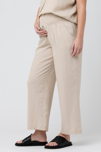 Linen maternity trousers, sand