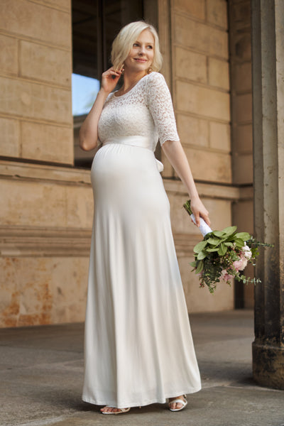 Umstandsbrautkleid mit Rückenausschnitt lang