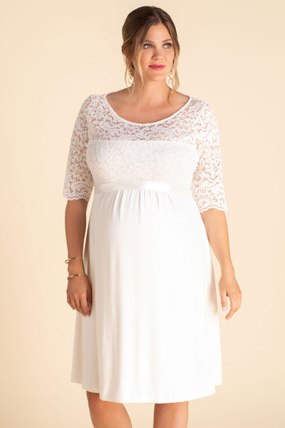 Plus size maternity wedding dress in A-line with back cutout