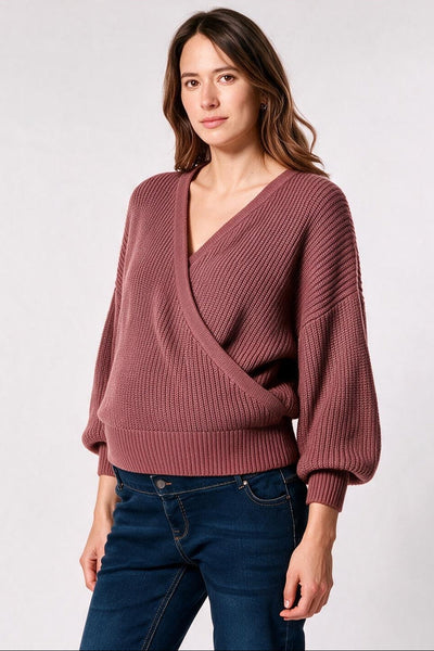 Umstands- und Stillpullover im Cross Over Design Moccha Mousse