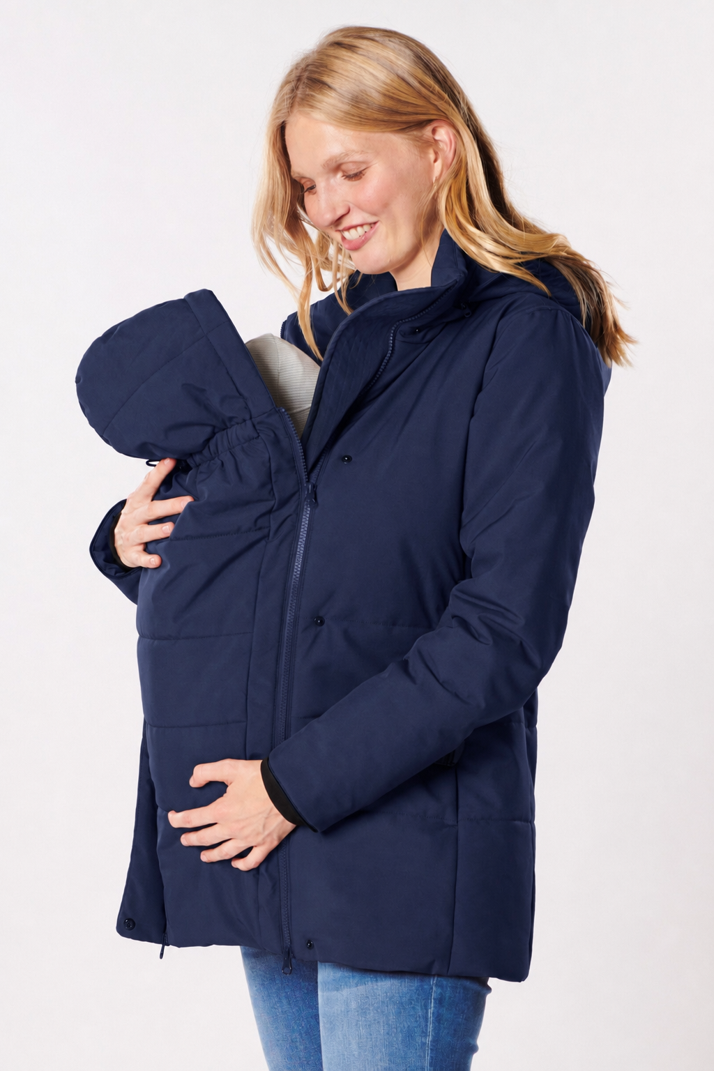 Umstands- und Tragejacke mit Gürtel navy MAM26AW04 1