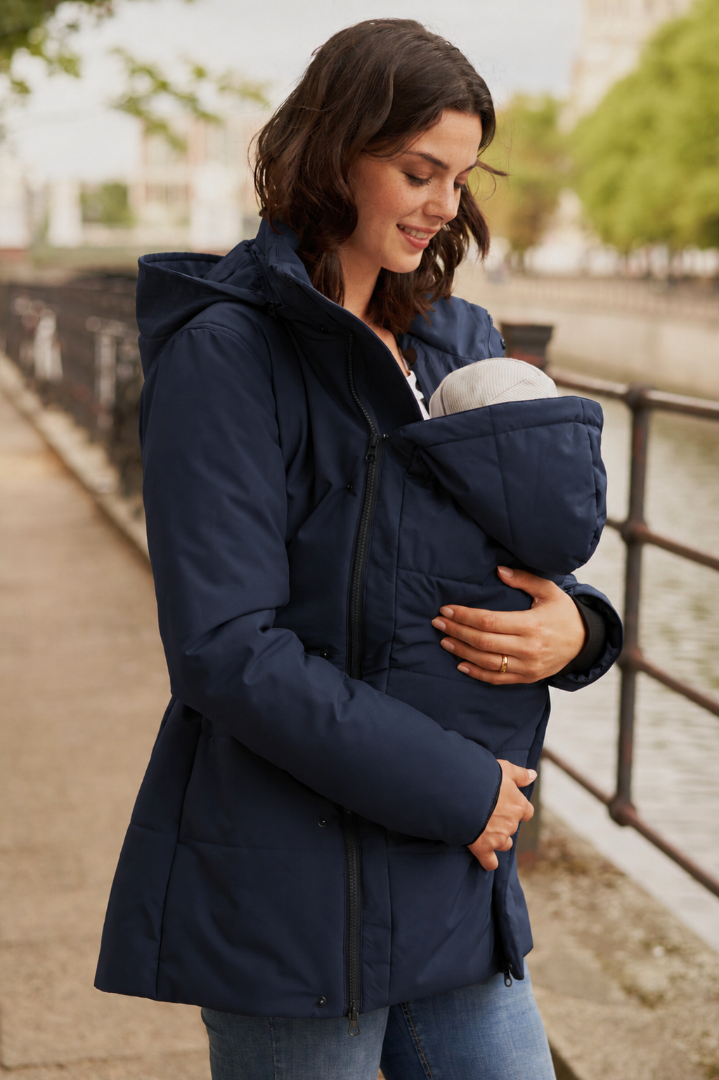 Umstands- und Tragejacke mit Gürtel navy MAM26AW04 3