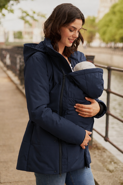 Umstands- und Tragejacke mit Gürtel navy