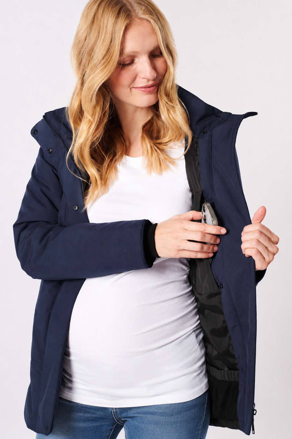 Umstands- und Tragejacke mit Gürtel navy MAM26AW04 4