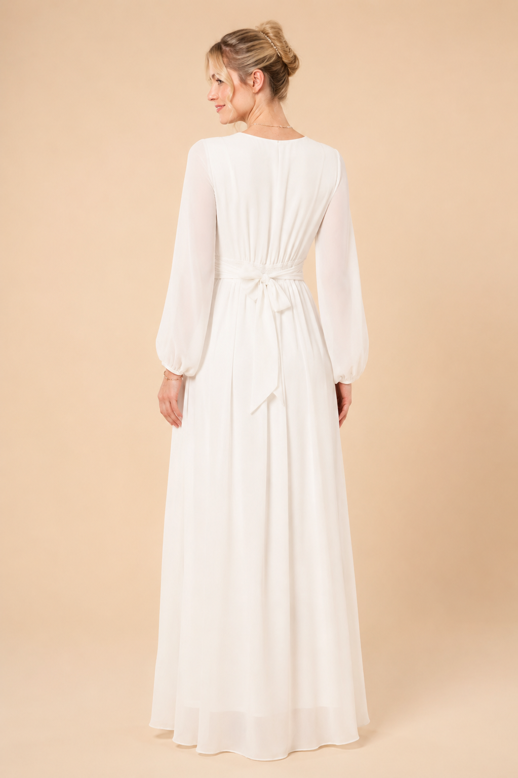 Maxi Chiffon Umstands- und Stillbrautkleid mit langen Puffärmeln MAM26AW18 4