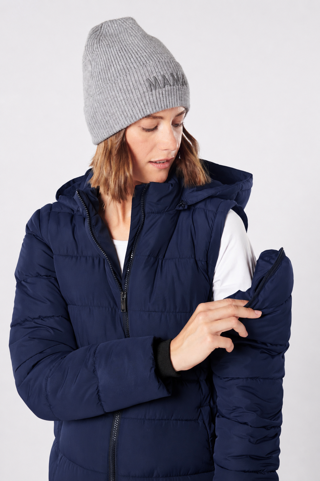 3 in 1 Eco Umstandsmantel, Tragejacke und Weste Navy MAM26AW99 5