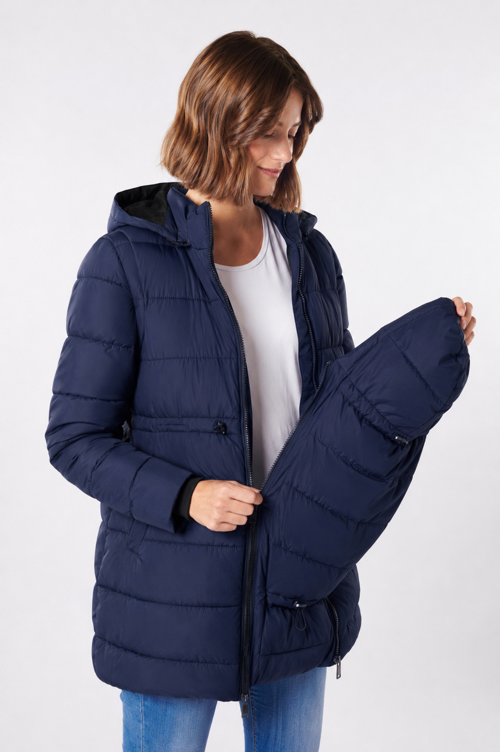 3 in 1 Eco Umstandsmantel, Tragejacke und Weste Navy MAM26AW99 7