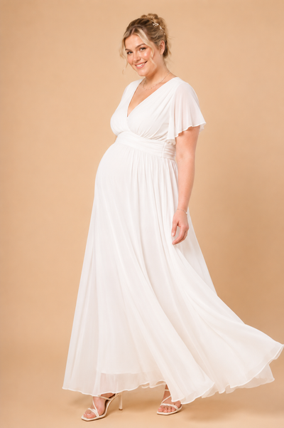 Plus Size Maxi Chiffon Umstands- und Stillbrautkleid