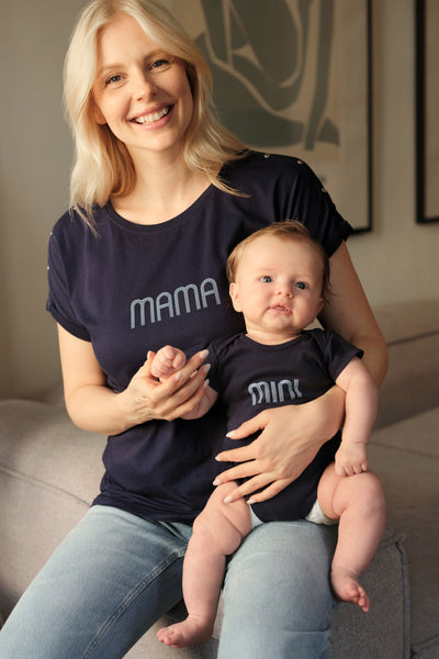 MAMA & MINI Organic Partnerlook T-Shirt & Body Set navy