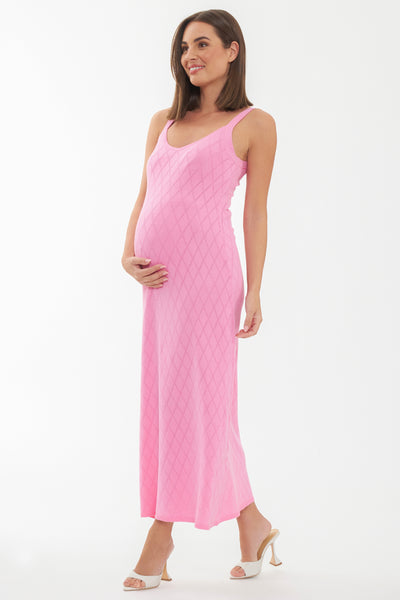 Figurbetontes Maxi Pointelle Umstandsstrickkleid