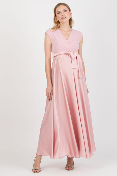 Maxi Umstands- und Stillkleid mit Satinrock rose