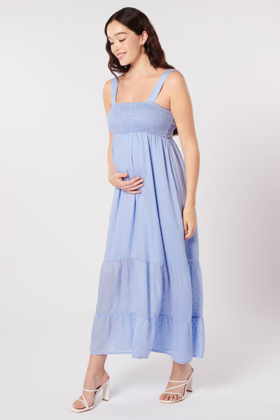 Maxi Umstands- und Still-Trägerkleid blau