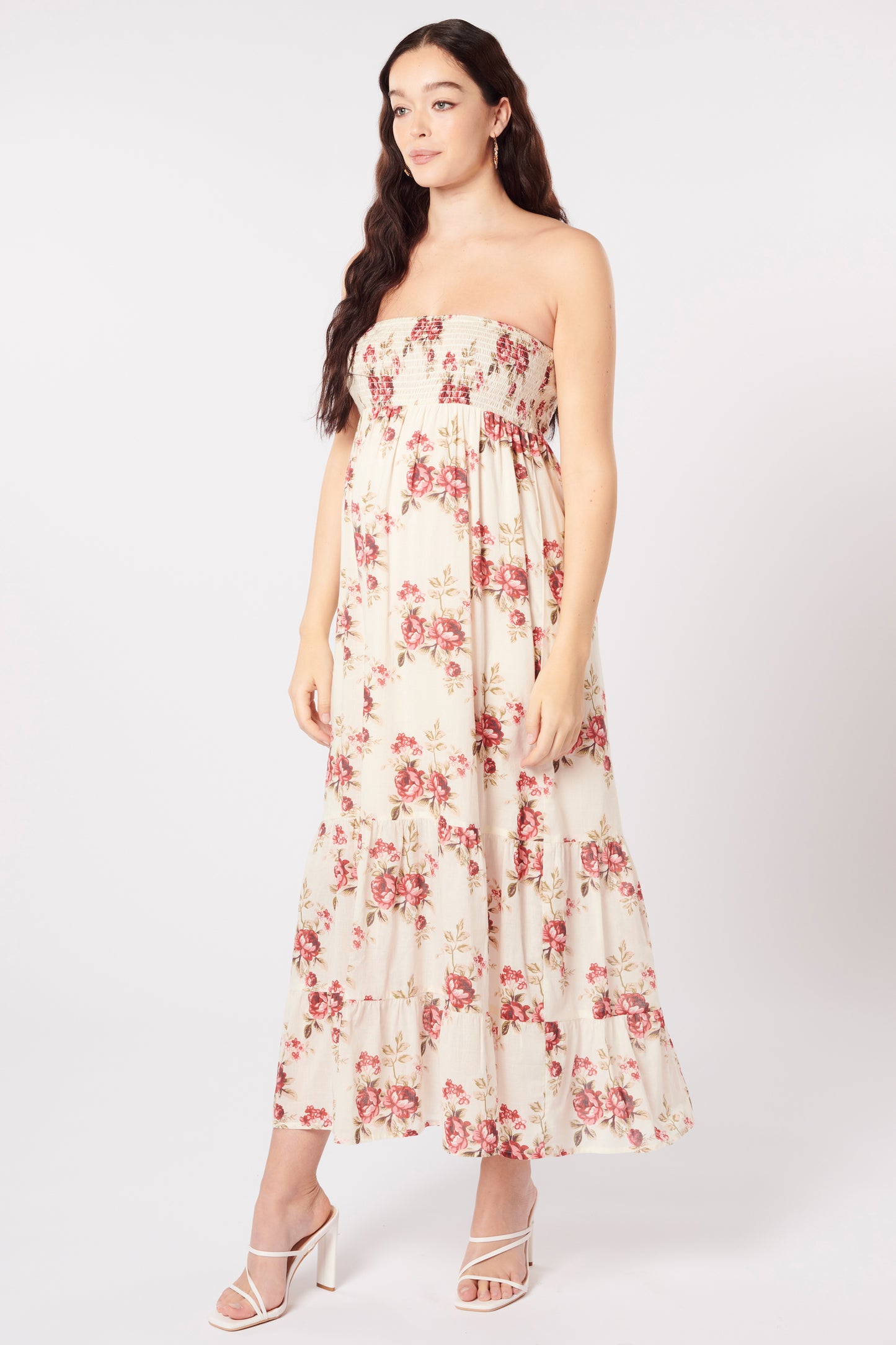 Maxi Umstands- und Stillkleid mit Rosen Print
