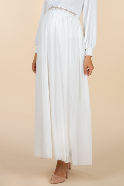 Maxi maternity bridal skirt in tulle, ivory