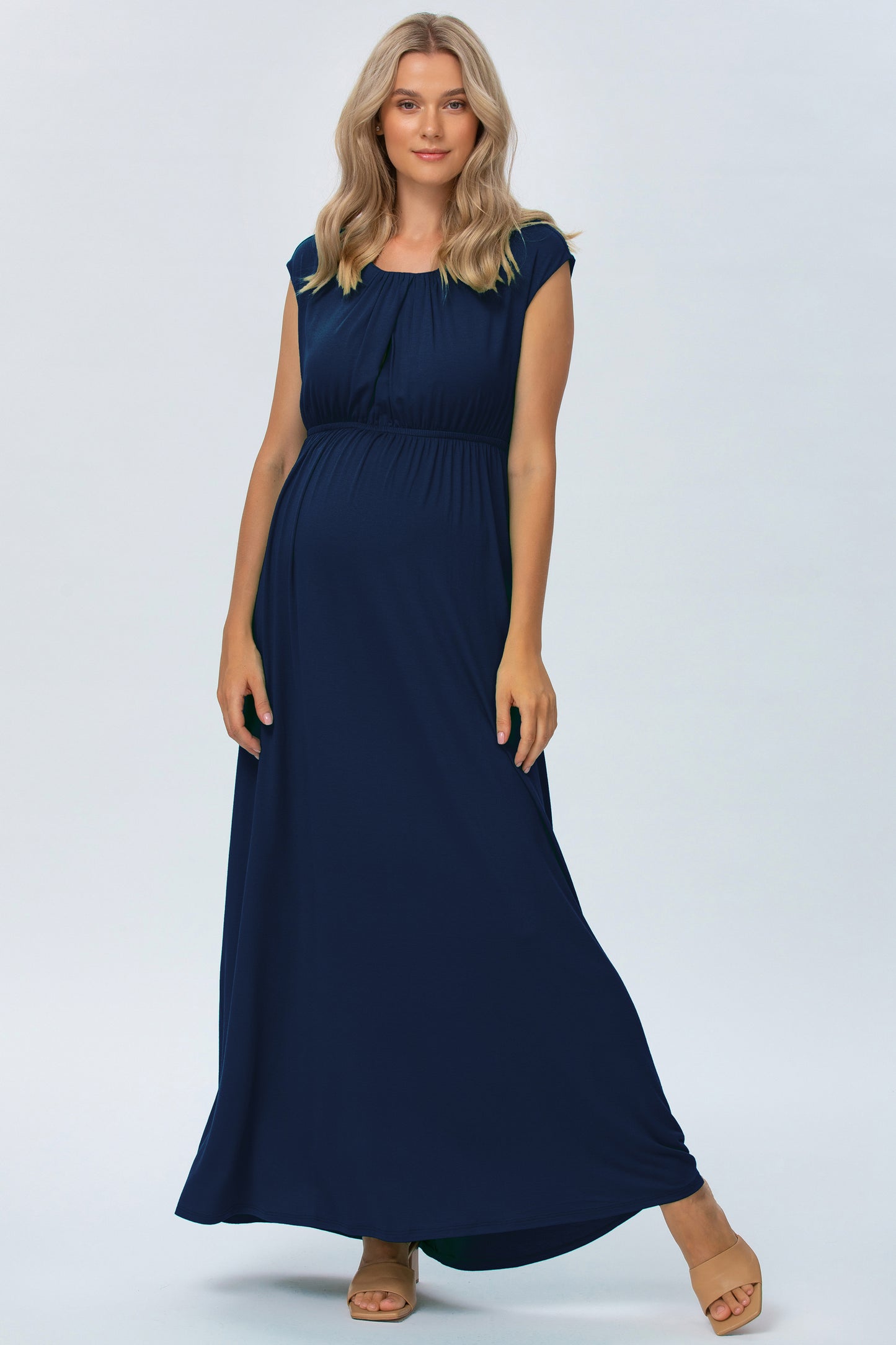 Maxi Umstandskleid mit Rückenausschnitt navy