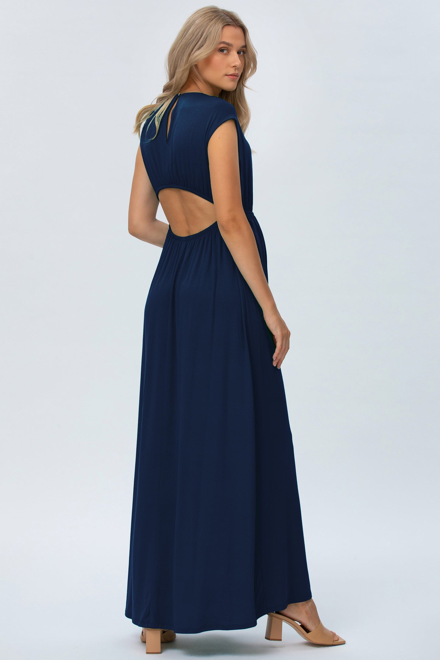 Maxi Umstandskleid mit Rückenausschnitt navy