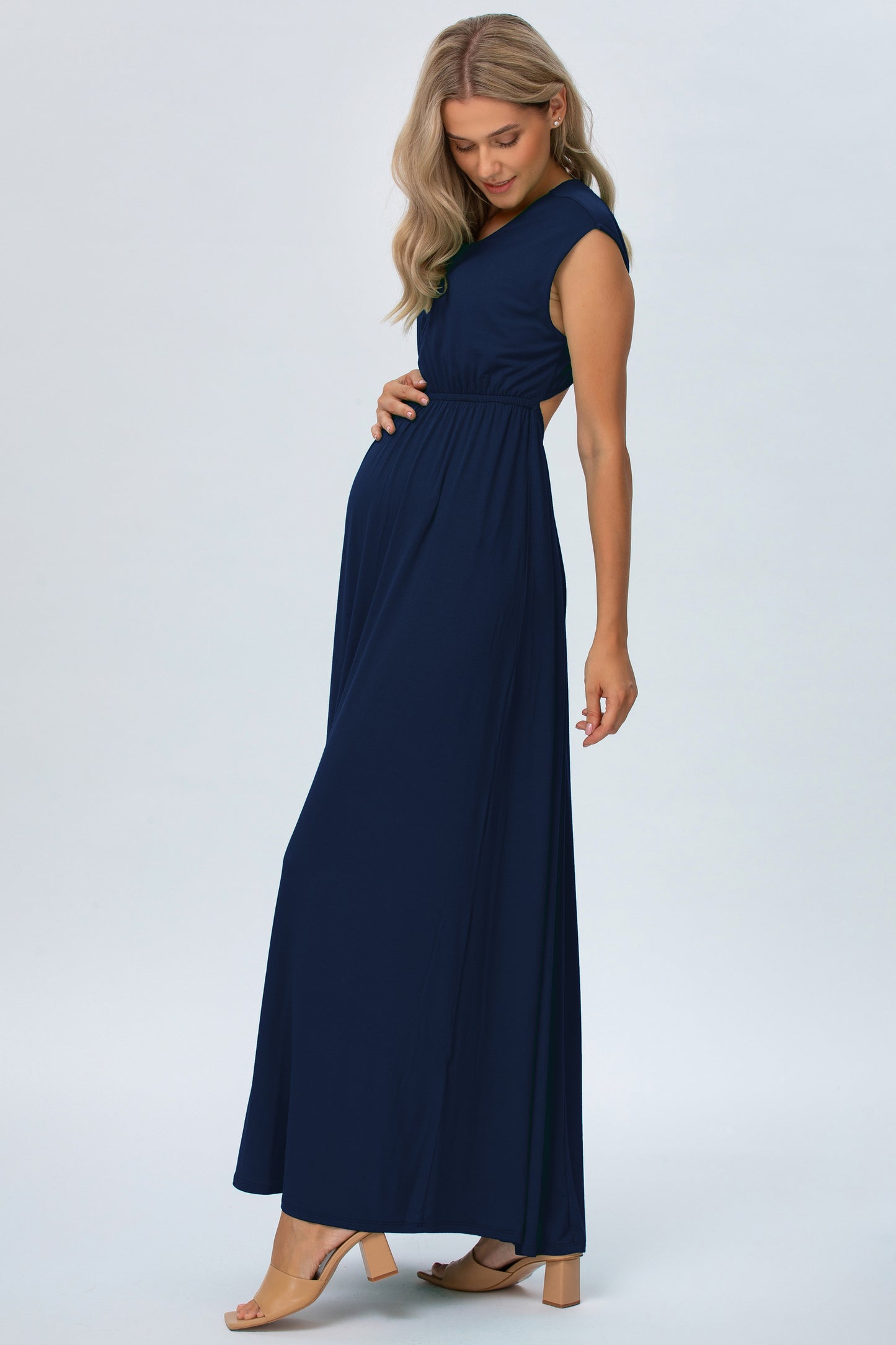 Maxi Umstandskleid mit Rückenausschnitt navy