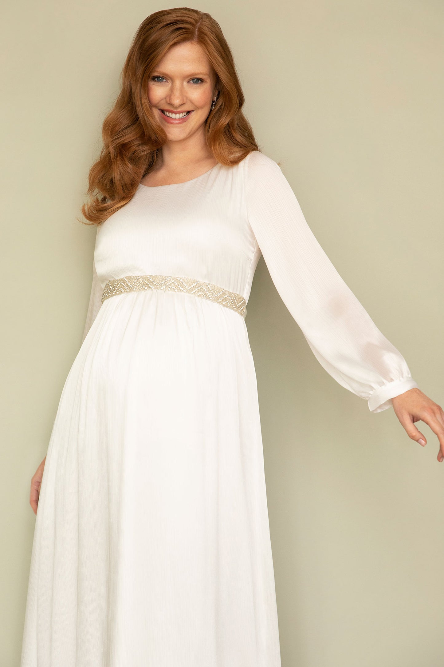 Midi Satin Umstandsbrautkleid