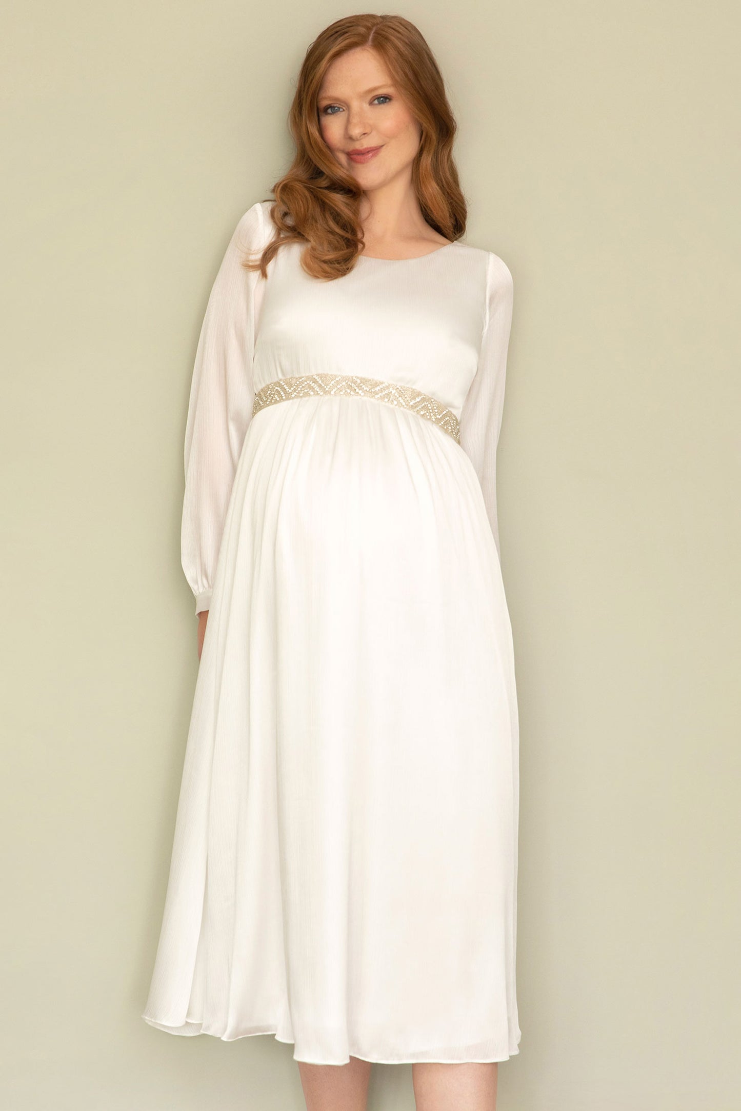 Midi Satin Umstandsbrautkleid