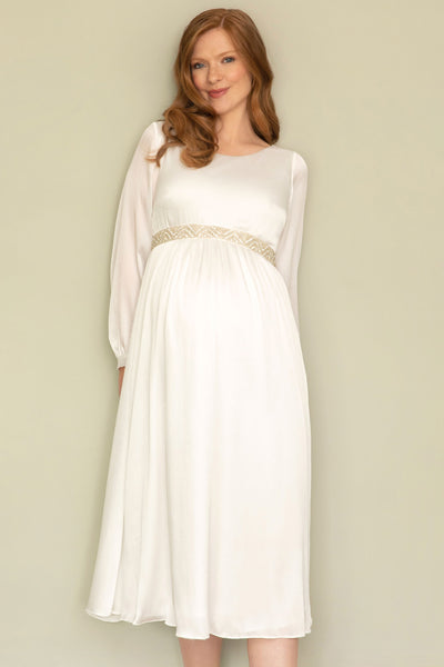 Midi satin maternity wedding dress