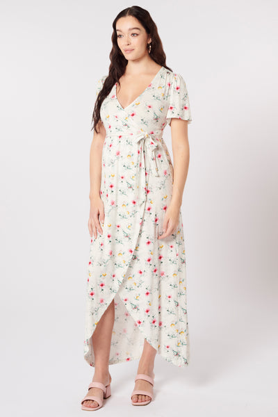 Midi Umstands- und Stillkleid in Wickeloptik mit Flower Print