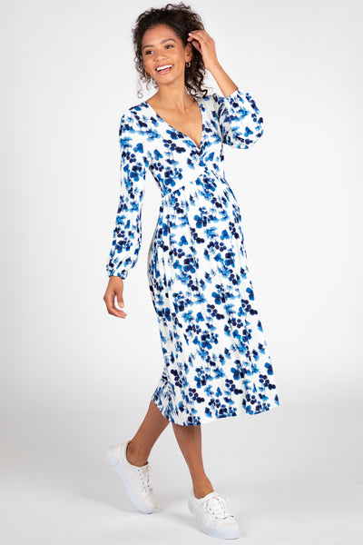 Midi maternity and nursing dress with ginkgo print