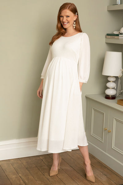 Midi Umstandsbrautkleid mit rundem Rückenausschnitt