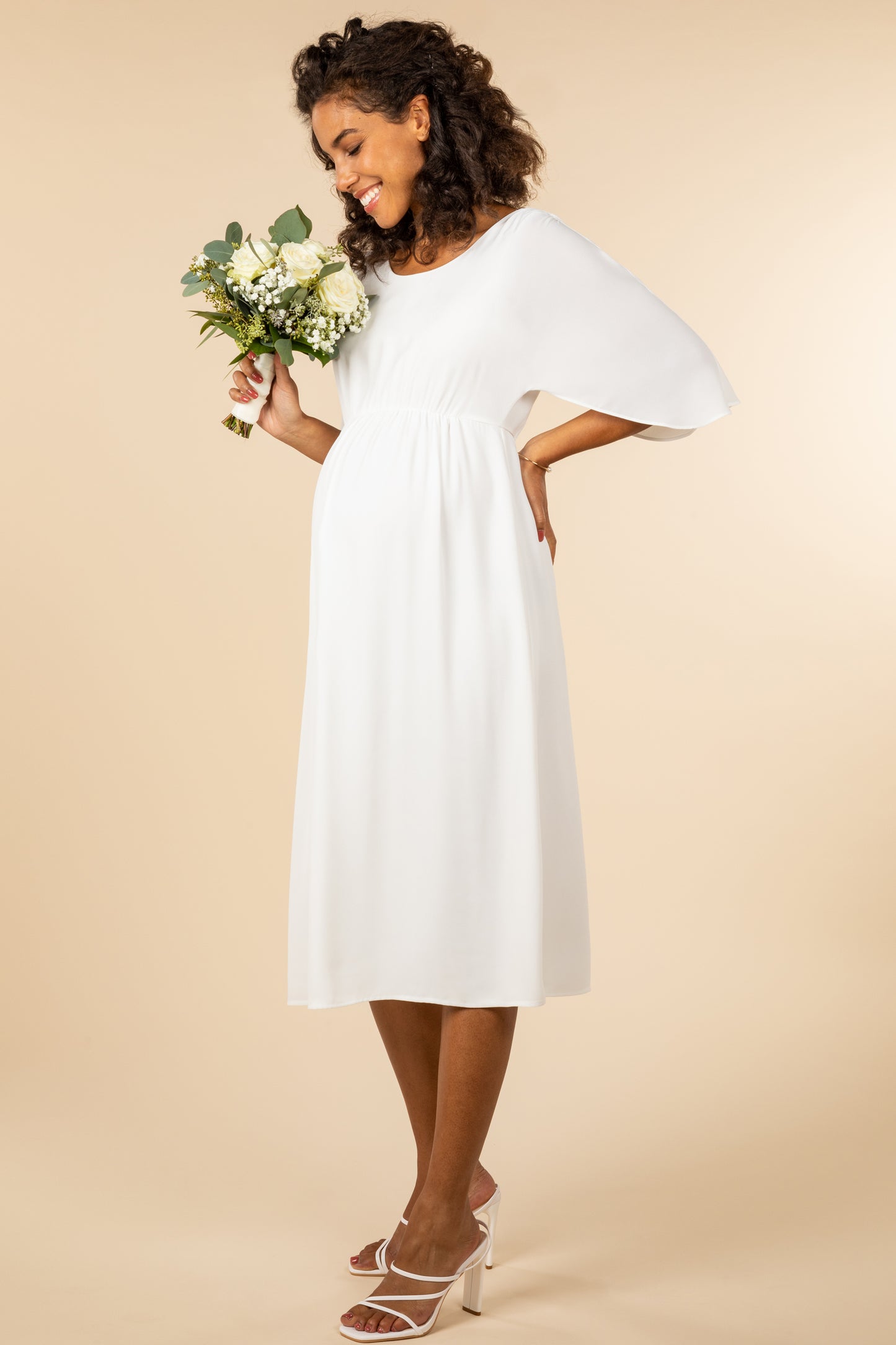 Midi Umstandsbrautkleid aus Chiffon