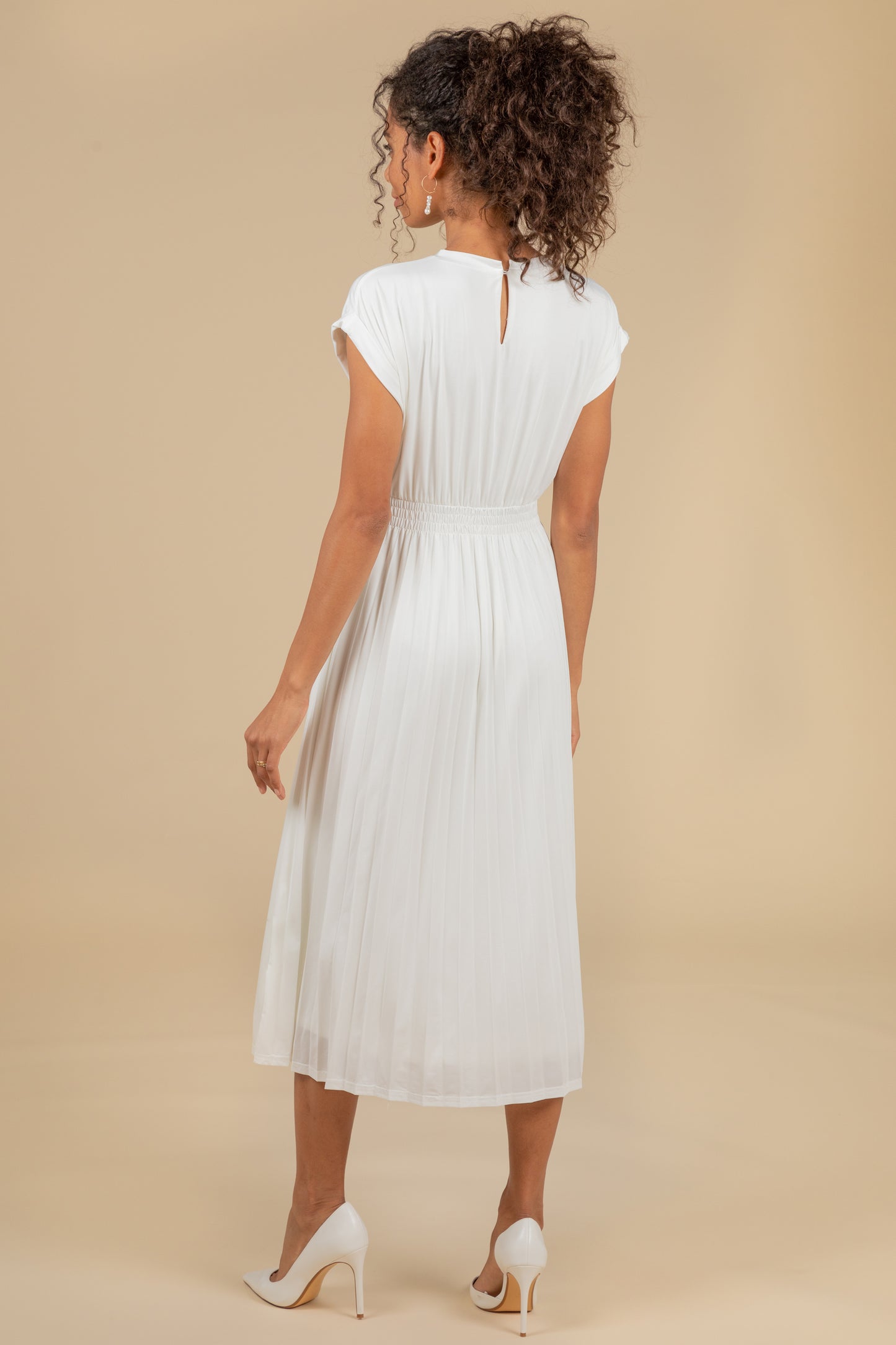 Midi Umstandsbrautkleid mit Plissees