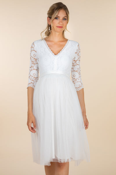 Midi maternity wedding skirt in tulle, ivory