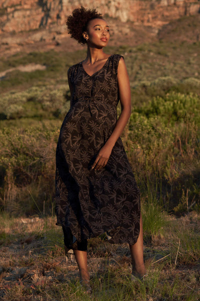 Midi maternity dress with leopard print
