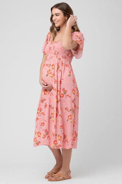 Midi Umstandskleid mit Smock Detail