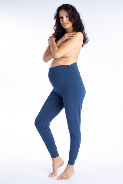 Organic Foldover Umstandshose blau