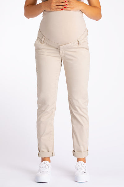Organic cotton maternity chino trousers, sand