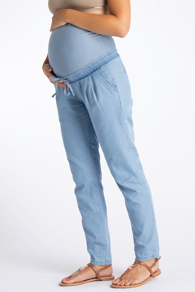 Chambray Umstandshose aus Tencel in Denim Optik