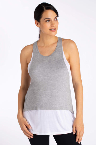 Layered maternity and nursing sports top
