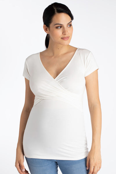 Eco Viskose Cross-Over Umstands- und Stillshirt off-white