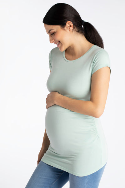 Eco viscose maternity shirt with gathers, mint