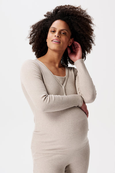 Organic Ripp Umstands- und Stillshirt langarm sand