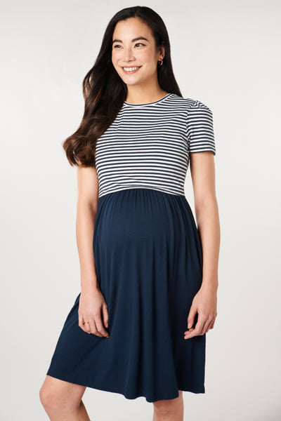 Organic Umstands- und Stillkleid mit Streifentop
