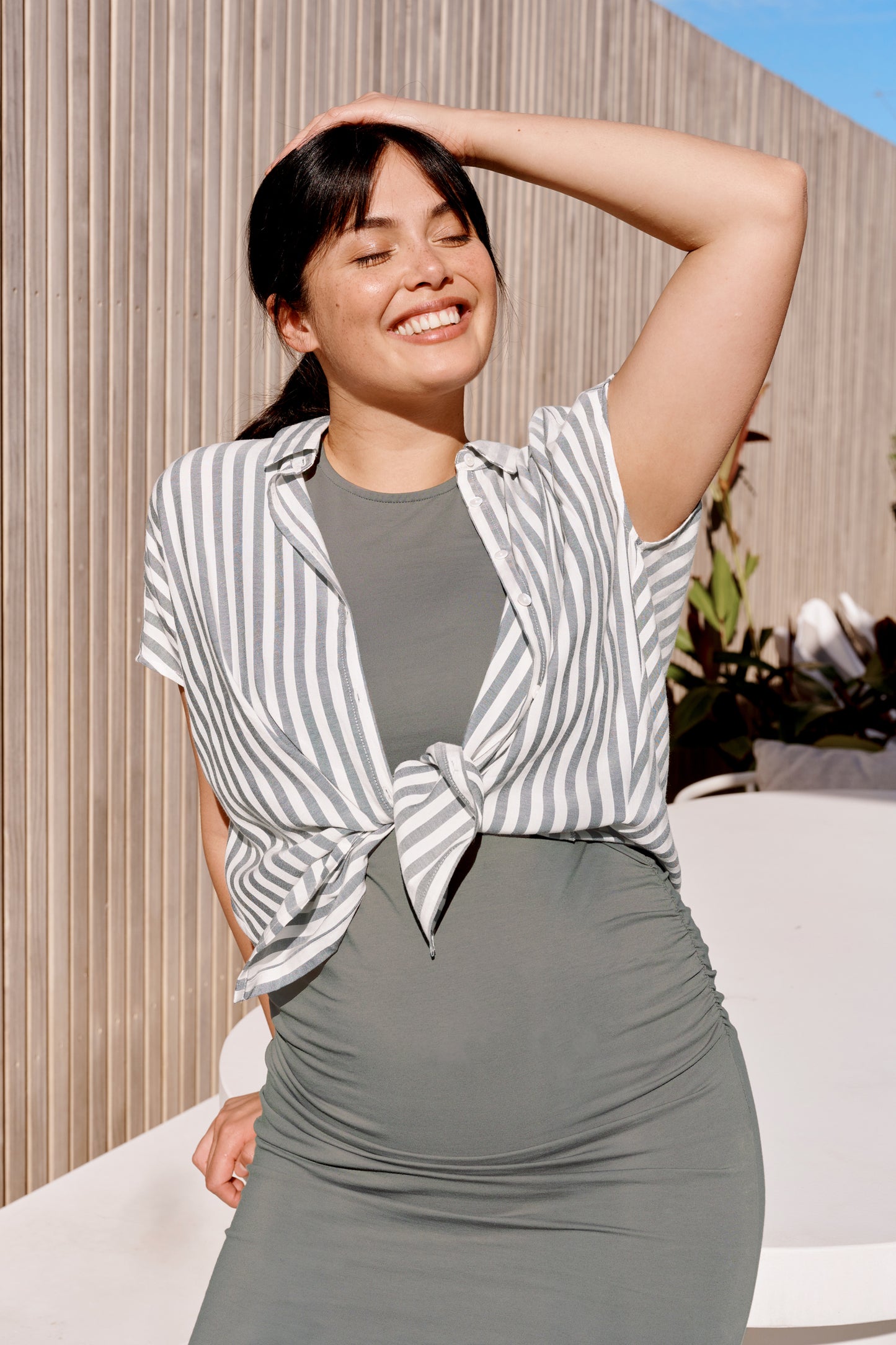 Organic Umstands- und Stillkleid khaki