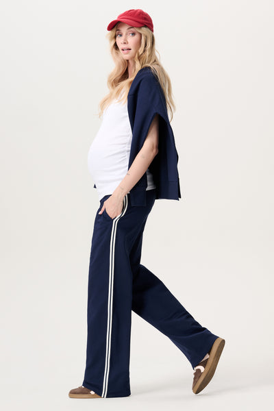 Organic Wide Leg Maternity Trousers, Dark Blue