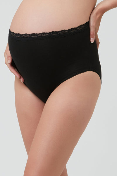 Organic Überbauch-Umstandsslip mit Spitze schwarz