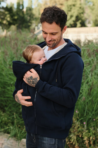 Papa Hoodie und Tragejacke navy