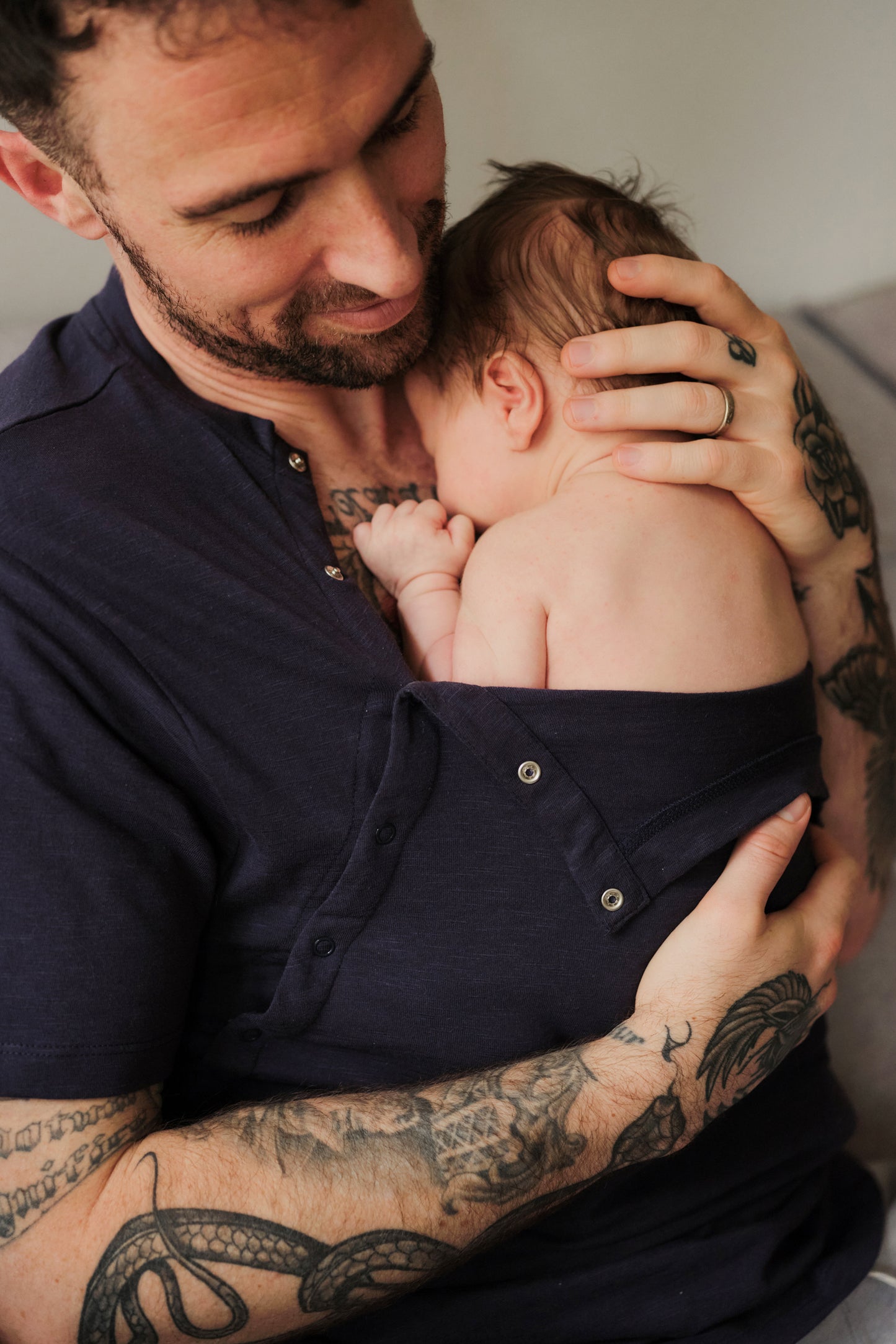 Papa Organic Skin To Skin Baby Bonding Shirt navy