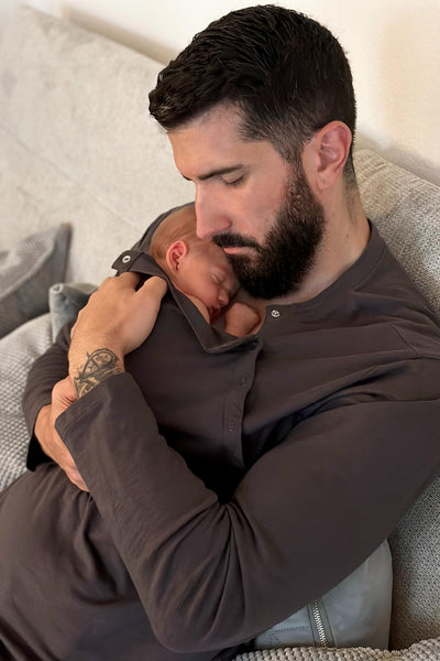 Papa Organic Skin to Skin Baby Bonding Langarm Shirt grau