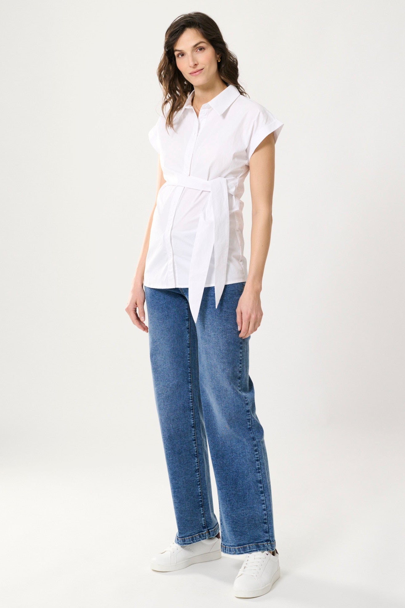 Popeline_Kurzarm_Umstands-_und_Stillbluse_mit_Bindedetail